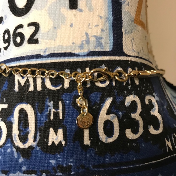 Black & Gold Tone Geometric Statement Necklace - Picture 3 of 4